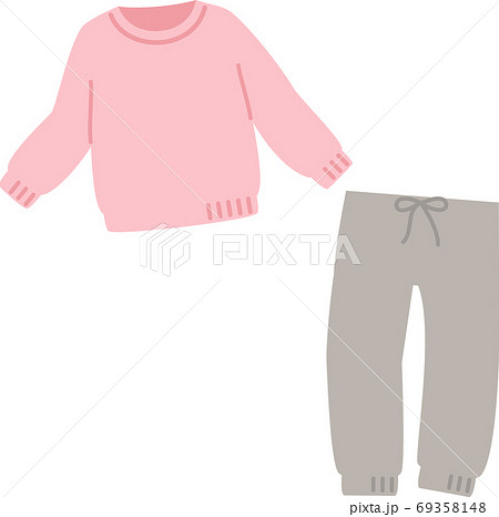 ピンクのトレーナー型パジャマ 部屋着のイラスト素材