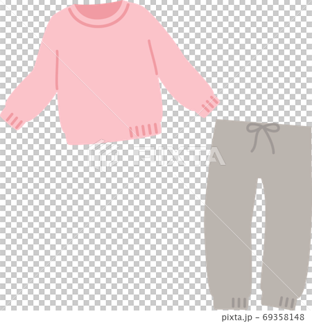 ピンクのトレーナー型パジャマ、部屋着 69358148