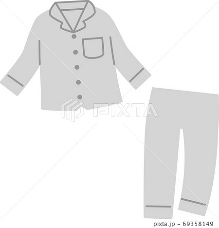 シンプルなグレーのシャツ型パジャマのイラスト素材