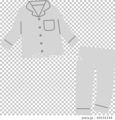 シンプルなグレーのシャツ型パジャマのイラスト素材