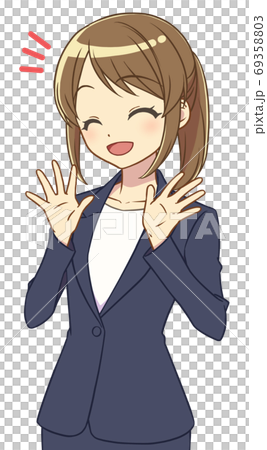 穿西裝的女人歡喜和歡笑 穿西裝的女人歡喜和歡笑 69358803