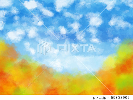 背景素材 水彩テクスチャ 秋の空のイラスト素材