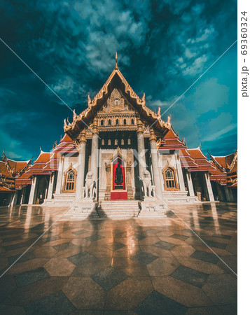 Wat Benchamabophit, the marble temple, in Bangkok, Old Town, Thailand 69360324