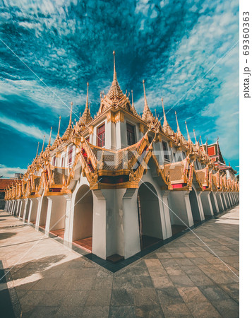 Loha Prasat temple in Bangkok old town in Thailand Loha Prasat temple in Bangkok old town in Thailand 69360363
