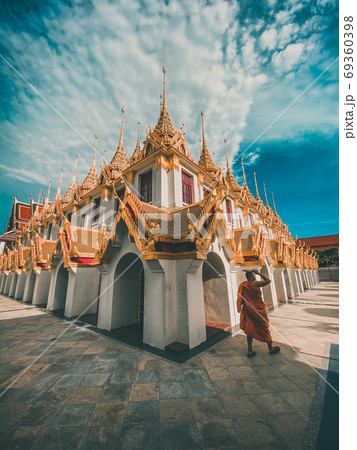Loha Prasat temple in Bangkok old town in Thailand 69360398