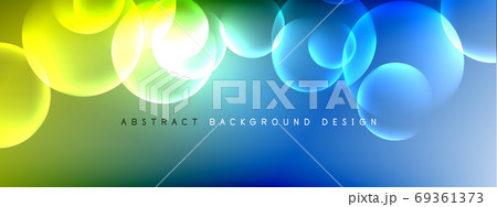 Vector abstract background liquid bubble circles on fluid gradient with shadows and light effects. Shiny design templates for text 69361373