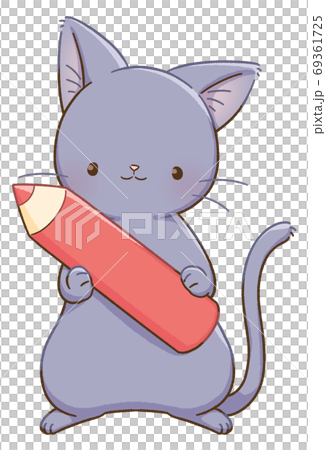 Black cat and pencil - Stock Illustration [69361725] - PIXTA