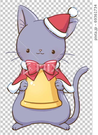 黒ねことクリスマス ベル のイラスト素材