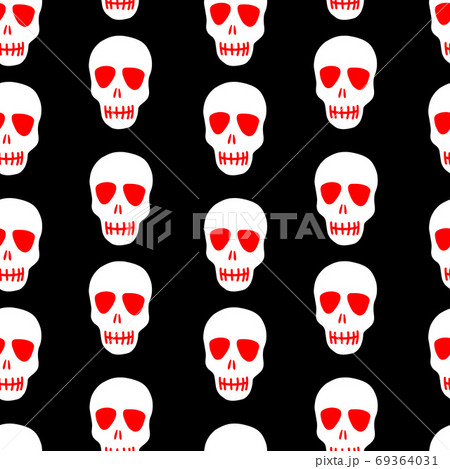 Skull pattern. White skull on a black background 69364031