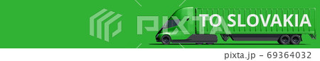 TO SLOVAKIA text on the side of the truck. 3d rendering 69364032