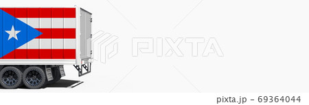 National flag of Puerto Rico on the side of a truck, 3d rendering 69364044