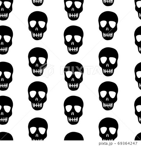 pattern with black silhouette of the skull 69364247