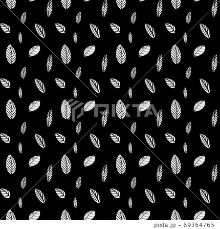 Botanical pattern in Scandinavian style. Black and white pattern with leaves 69364765