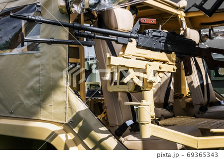 heavy machine gun mounted on a car for shooting heavy machine gun mounted on a car for shooting 69365343