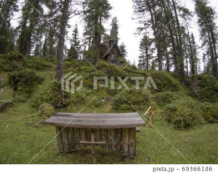 I world war old wood church and cemetery in dolomites valparola I world war old wood church and cemetery in dolomites valparola 69366186