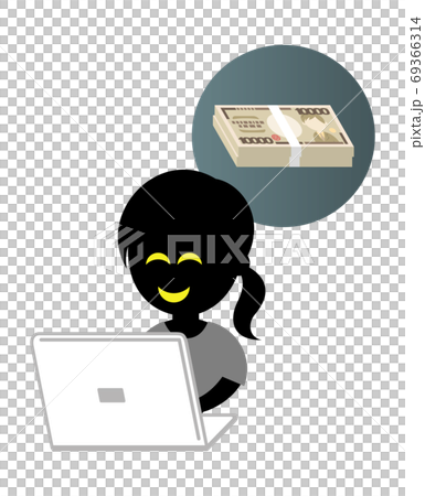 パソコンを使った詐欺・犯罪のイラストイメージ 69366314