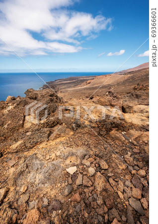 Scenic volcanic coastline landscape in el Hierro, Canary Islands, Spain. 69366601