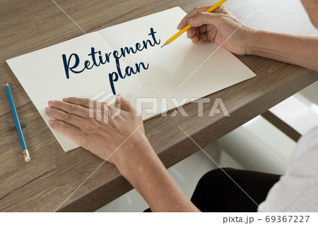 work and retire inscription with arrows Retirement time to retir 69367227
