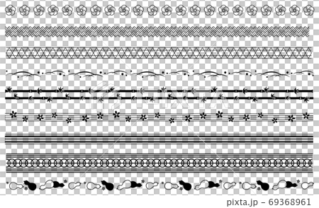 和風の飾り線 1色 黒のイラスト素材