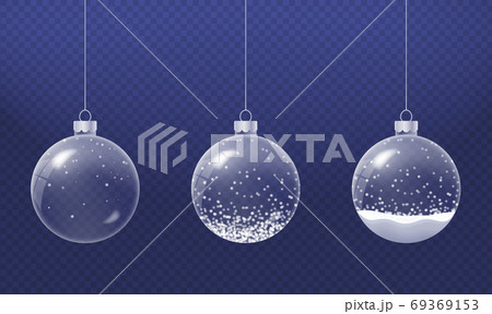 Glass christmas sphere in realistic style. Snow globes Glass christmas sphere in realistic style. Snow globes 69369153