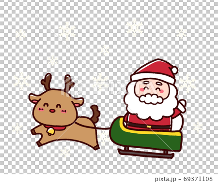 聖誕老人和雪橇雪夜背景上的馴鹿 聖誕老人和雪橇雪夜背景上的馴鹿 69371108
