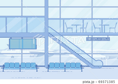 Modern Airport Waiting, Lounge Zone Flat Vector 69371385