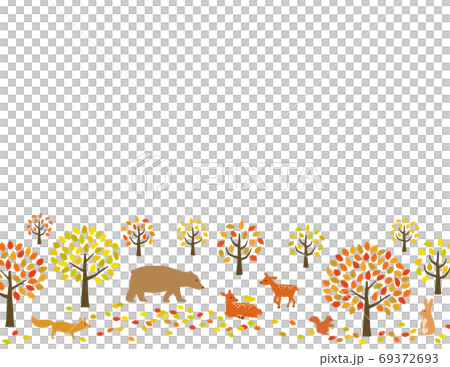 秋の紅葉の森と動物たち 秋の紅葉の森と動物たち 69372693