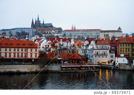 Scenic evening panorama of the Old Town in Prague, Czech Republic Scenic evening panorama of the Old Town in Prague, Czech Republic 69373971