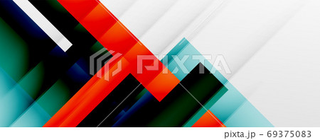 Geometric abstract backgrounds with shadow lines, modern forms, rectangles, squares and fluid gradients. Bright colorful stripes cool backdrops 69375083