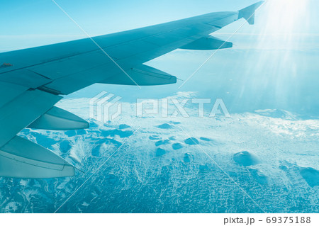 View from flying airplane window, Stock photo 69375188