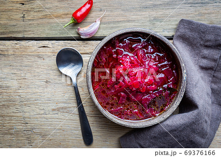 Traditional vegetable borscht 69376166