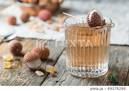 Glass of lychee juice Glass of lychee juice 69376260
