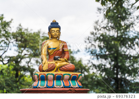 Buddha statue painted in gold, stock photo 69376323