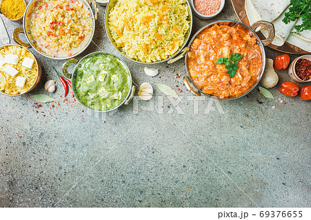 Assorted indian food 69376655