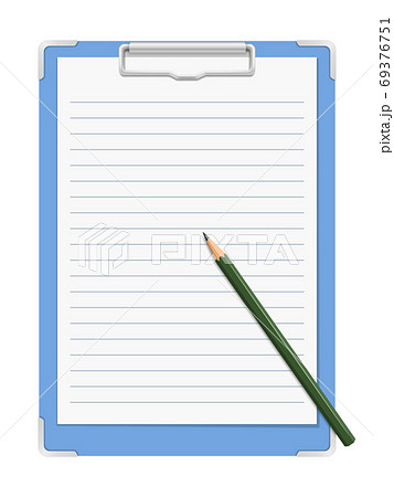 クリップボードと鉛筆 罫線 クリップボードと鉛筆 罫線 69376751
