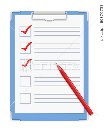 チェックシートと赤ペン チェックシートと赤ペン 69376753