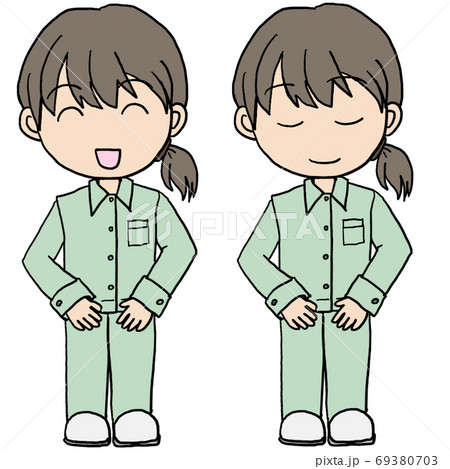 お辞儀する作業員女性 お辞儀する作業員女性 69380703