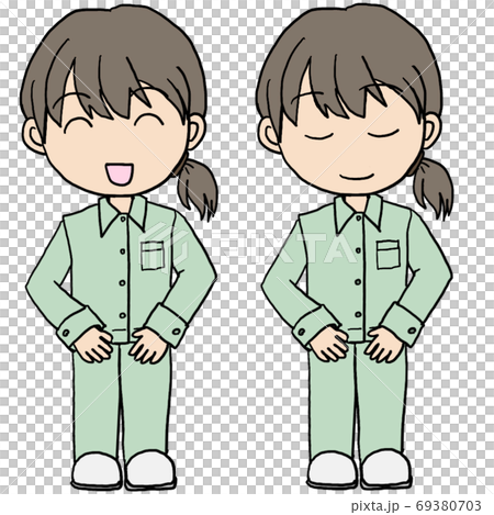 お辞儀する作業員女性 お辞儀する作業員女性 69380703