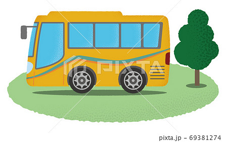 黄色い観光バスのベクターイラストのイラスト素材