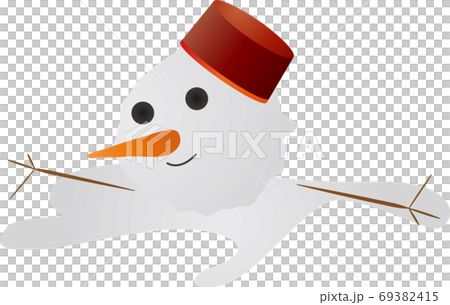 溶けた可愛い雪だるまのイラストのイラスト素材