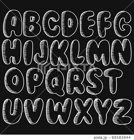 Hand drawn of chalk sketched doodle font. Set of sketch funny alphabet. Vector illustration for magazines, printings, web posters, hand drawn typography etc. 69383944