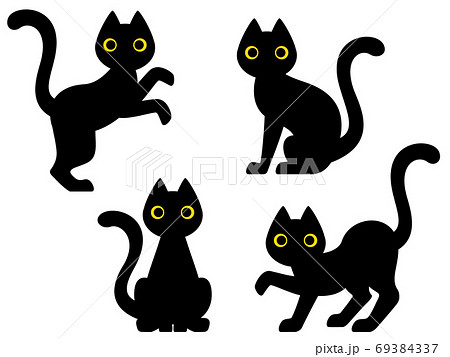 黒猫のイラストセットのイラスト素材 黒猫のイラストセットのイラスト素材