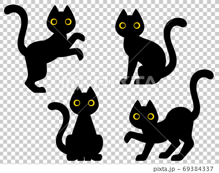 黒猫のイラストセットのイラスト素材
