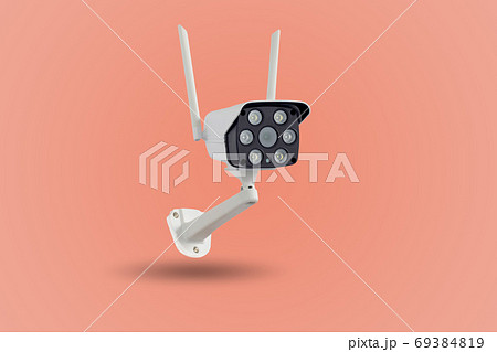 Waterproof outdoors wireless CCTV camera isolated. Waterproof outdoors wireless CCTV camera isolated. 69384819