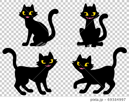 黒猫のイラストセットのイラスト素材