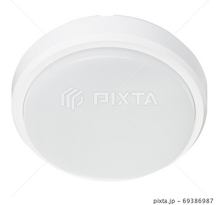 white round ceiling lamp with a frosted lamp, on a white background 69386987
