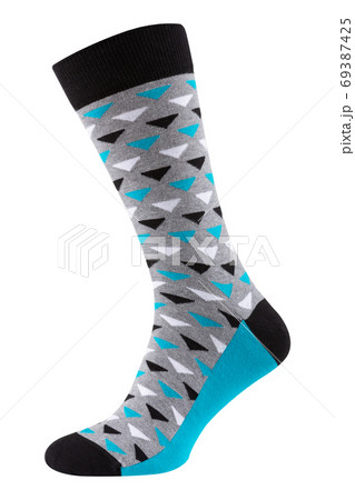 colored turquoise sock on a white background 69387425