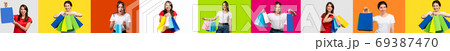 shopping collage sale discount mosaic happy women 69387470