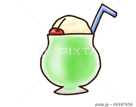 クリームメロンソーダのイラスト素材 69387656 Pixta