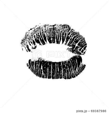 Lips track print. Stamp of mouth isolated on white background. Vector illustration. Lips track print. Stamp of mouth isolated on white background. Vector illustration. 69387986
